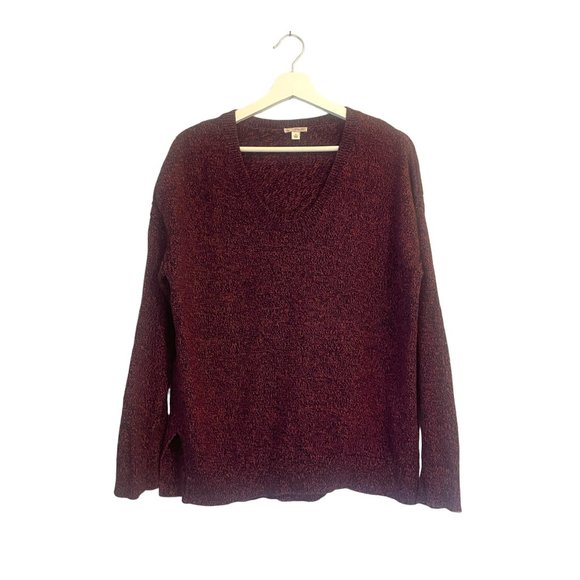 Gap Burgundy Cotton Marled U-Neck Sweater Size Medium Fall Winter - Picture 1 of 6